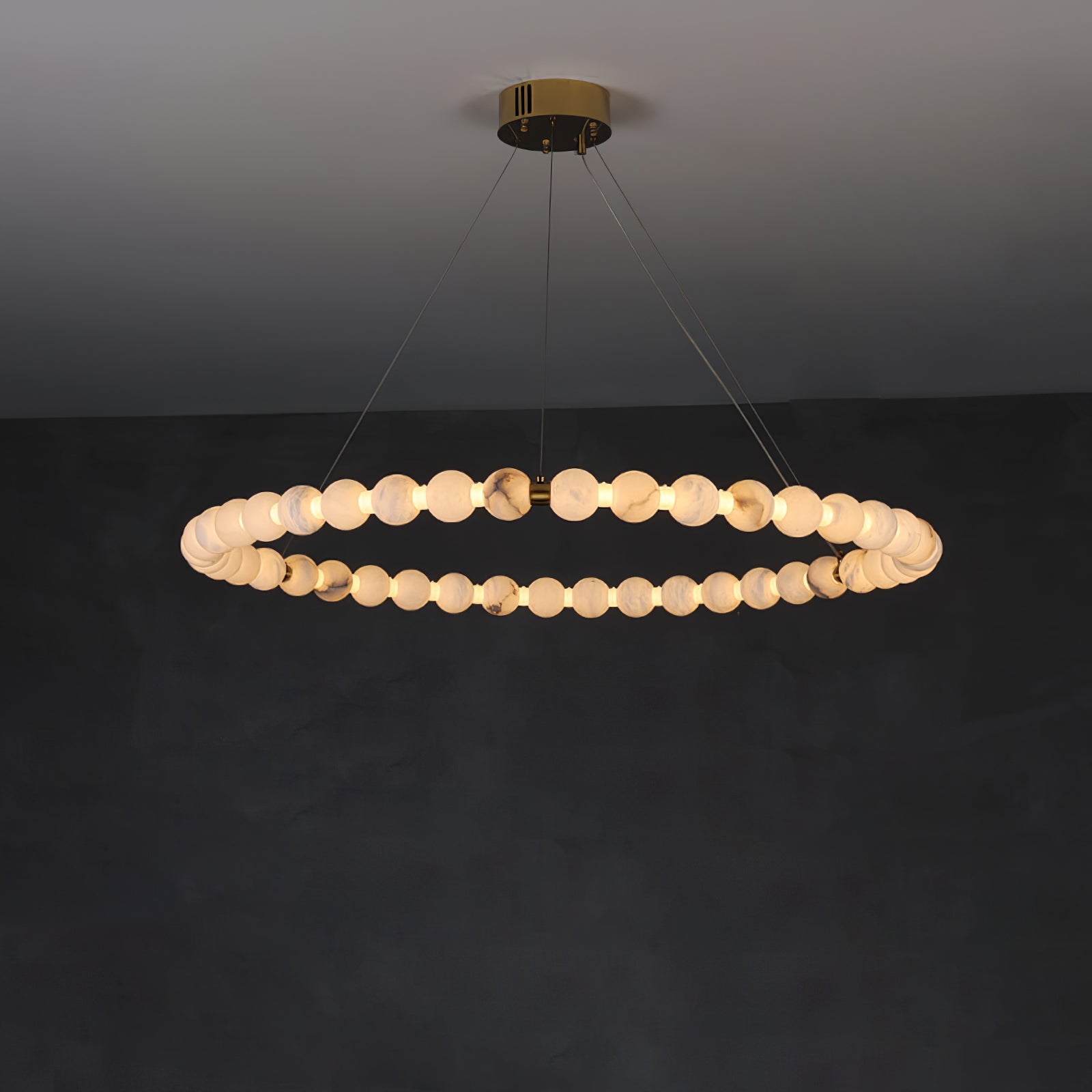 Alabaster Orb Ring Chandelier by Bling Lighting Studio