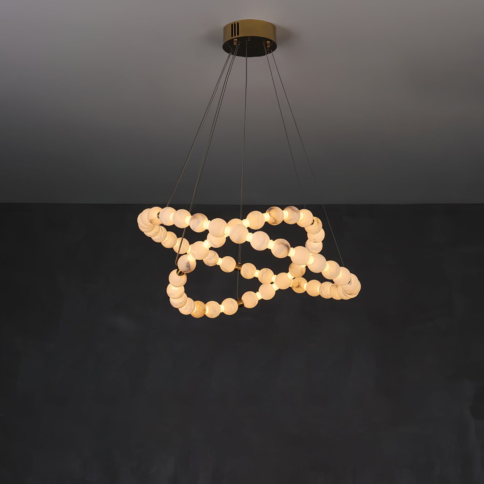 Alabaster Orb Ring Chandelier by Bling Lighting Studio