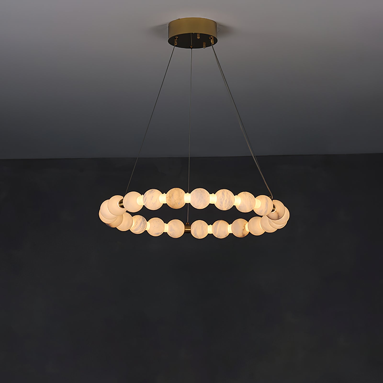Alabaster Orb Ring Chandelier by Bling Lighting Studio