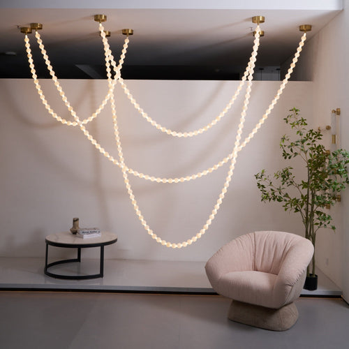 Alabaster Pearl Necklace Chandelier by Bling Lighting Studio