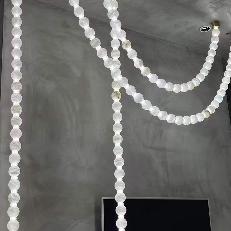 Alabaster Pearl Necklace Chandelier by Bling Lighting Studio