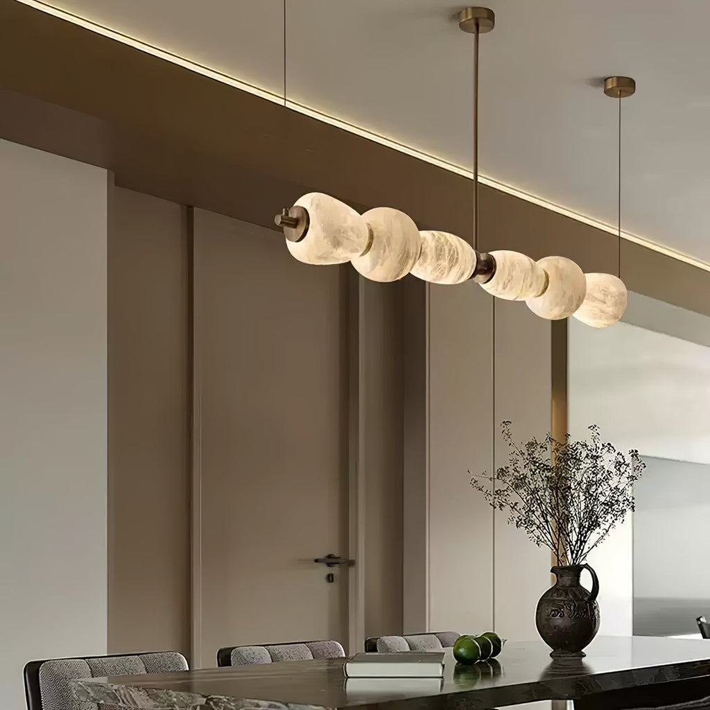 Alabaster Pebble Linear Chandelier by Bling Lighting Studio