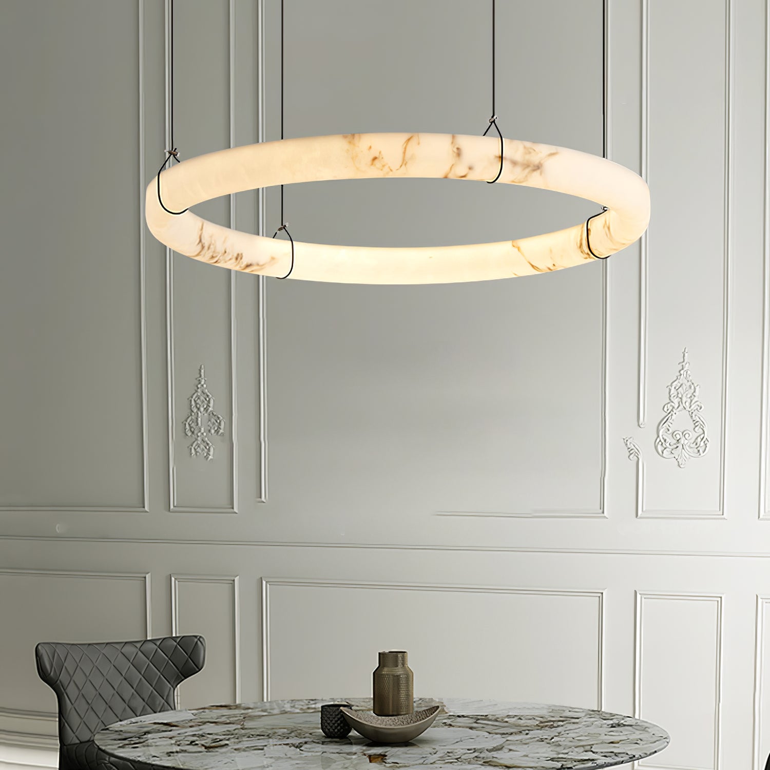 Alabaster Ring Pendant Lamp by Bling Lighting Studio