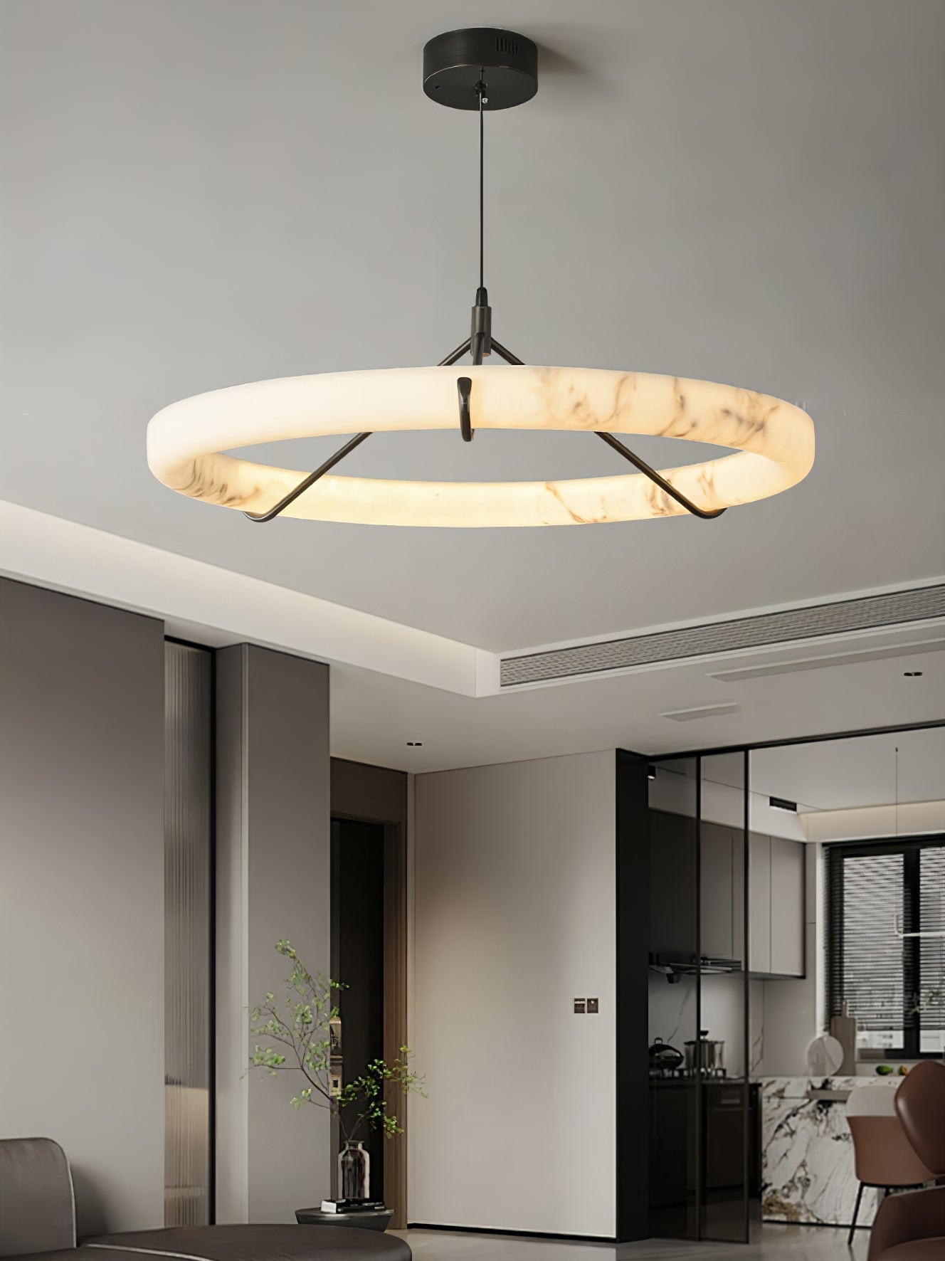 Alabaster Ring Pendant Lamp by Bling Lighting Studio
