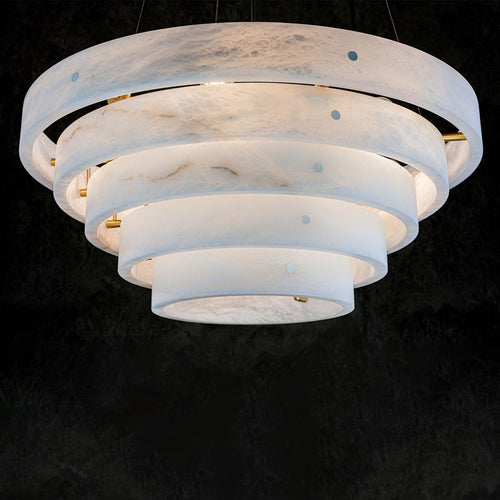 Alabaster Round Suspension Chandelier 52'' by Bling Lighting Studio