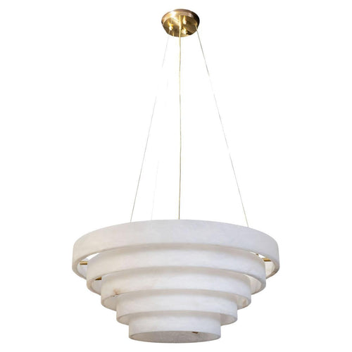 Alabaster Round Suspension Chandelier 52'' by Bling Lighting Studio