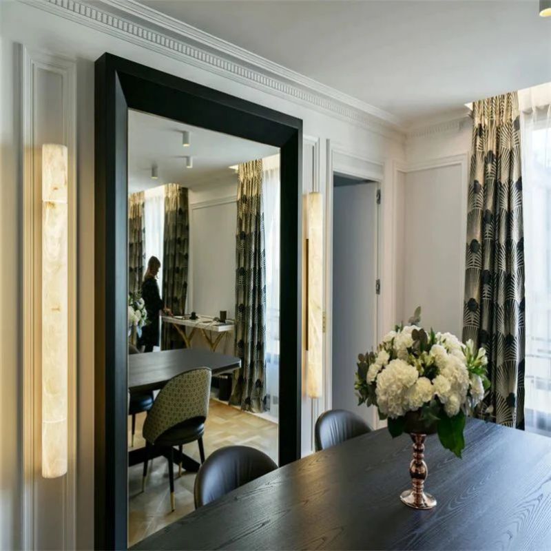 Alabaster Round Tube Wall Sconce by Bling Lighting Studio