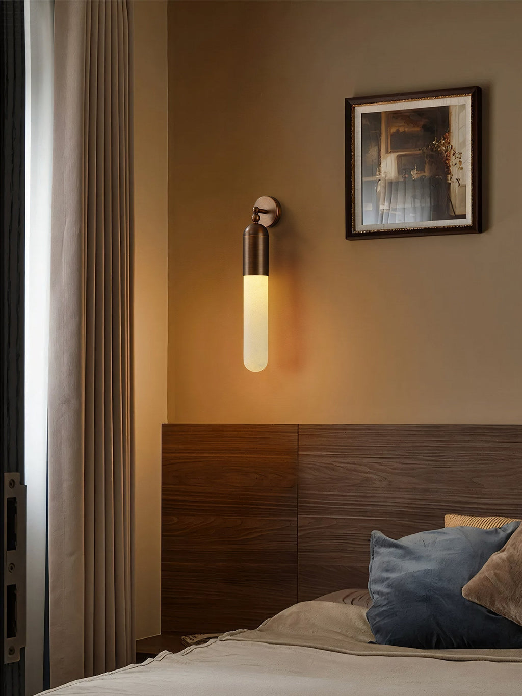 Alabaster Sculpted Tube Wall Sconce by Bling Lighting Studio