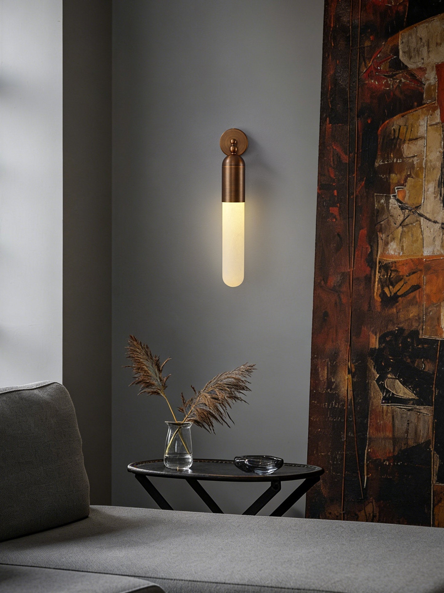 Alabaster Sculpted Tube Wall Sconce by Bling Lighting Studio