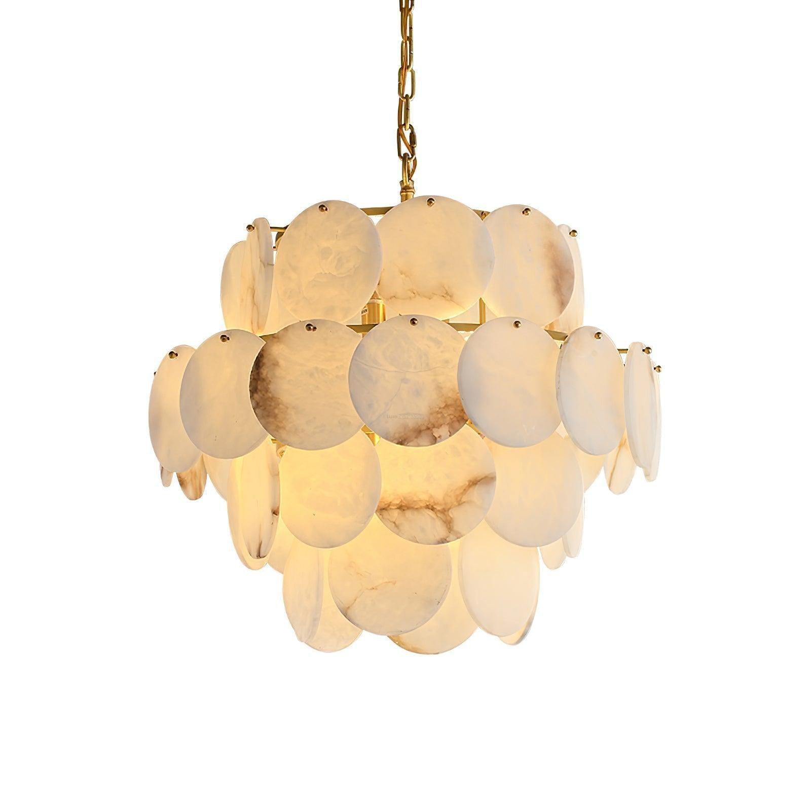 Alabaster Shell Brass Chandelier with 2/3/4/5/6 layer by Bling Lighting Studio