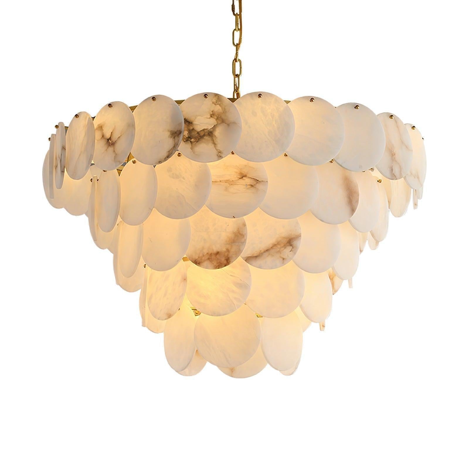 Alabaster Shell Brass Chandelier with 2/3/4/5/6 layer by Bling Lighting Studio