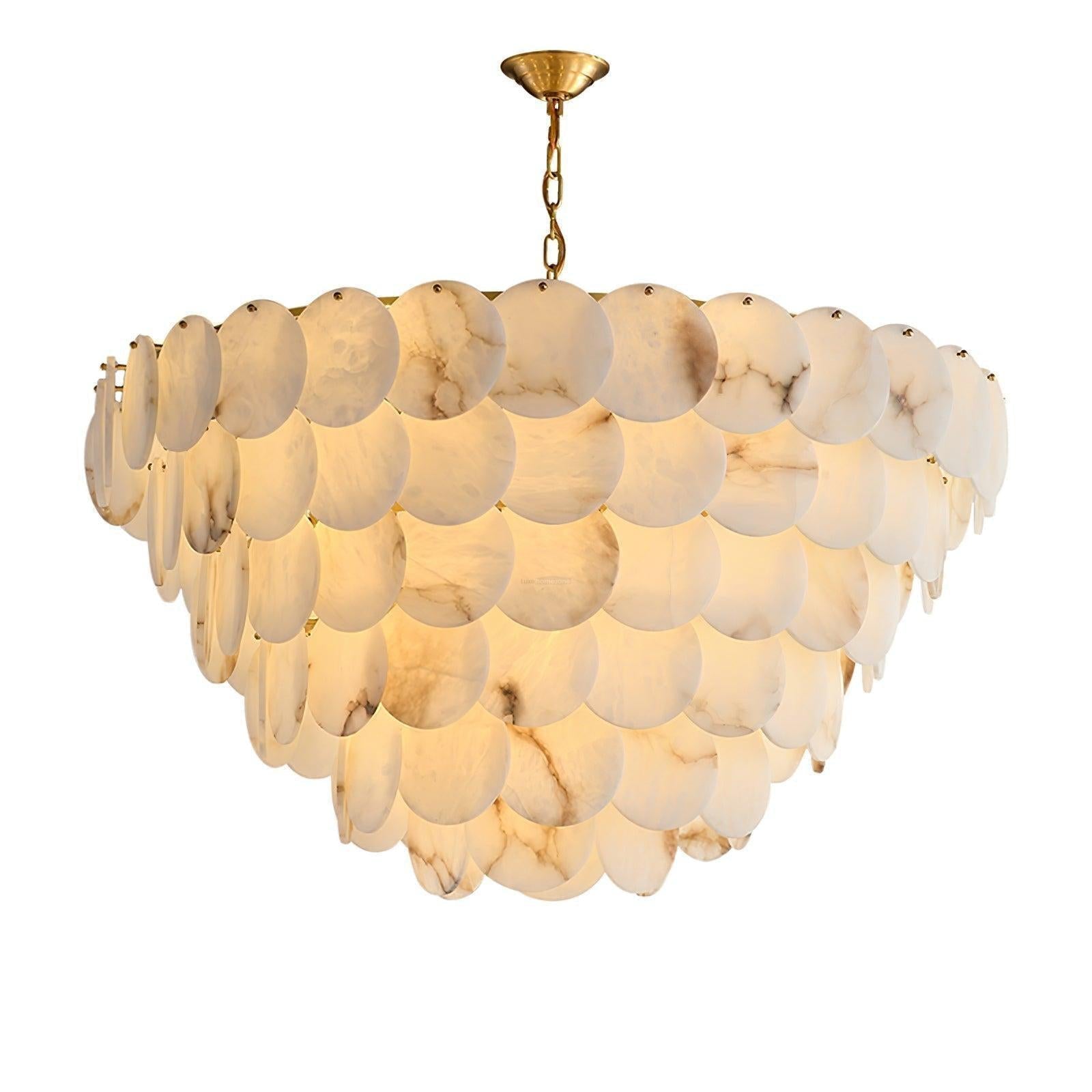 Alabaster Shell Brass Chandelier with 2/3/4/5/6 layer by Bling Lighting Studio