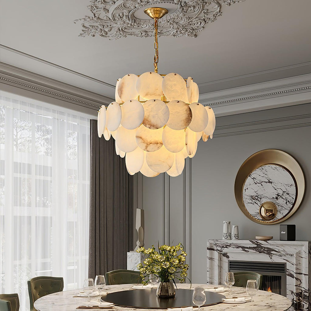 Alabaster Shell Brass Chandelier with 2/3/4/5/6 layer by Bling Lighting Studio