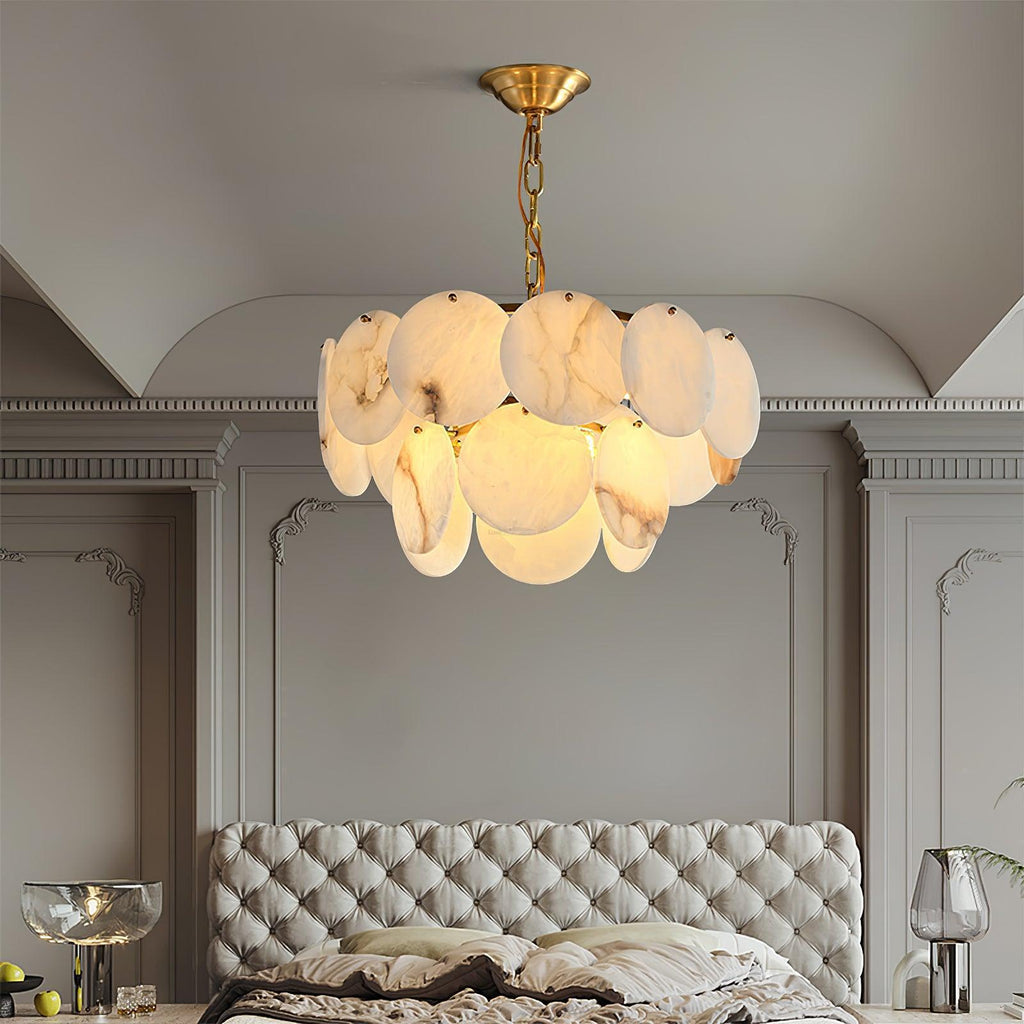 Alabaster Shell Brass Chandelier with 2/3/4/5/6 layer by Bling Lighting Studio