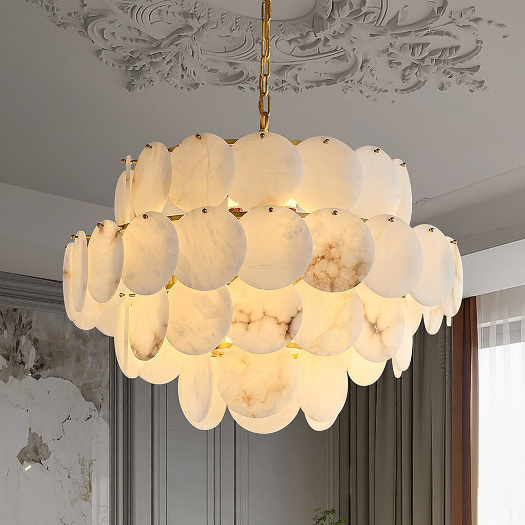 Alabaster Shell Brass Chandelier with 2/3/4/5/6 layer by Bling Lighting Studio