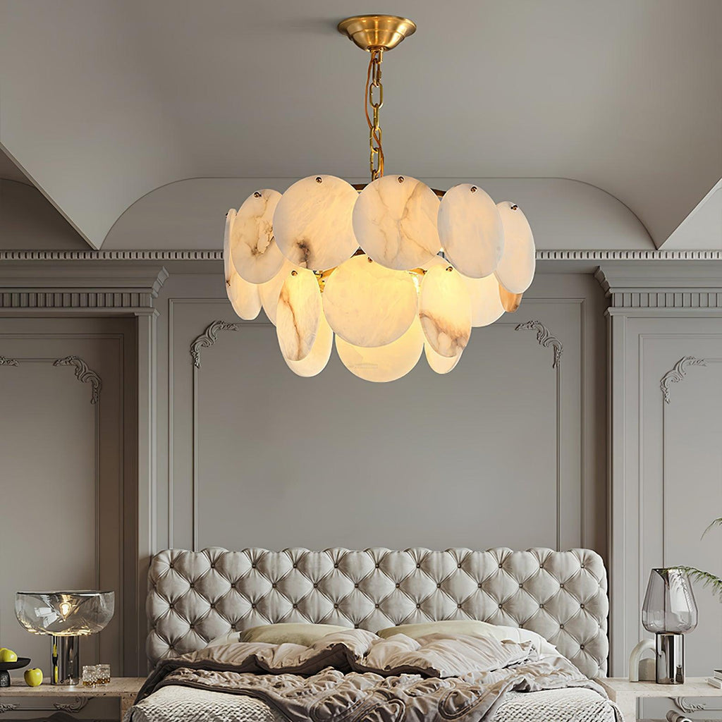 Alabaster Shell Brass Chandelier with 2/3/4/5/6 layer by Bling Lighting Studio