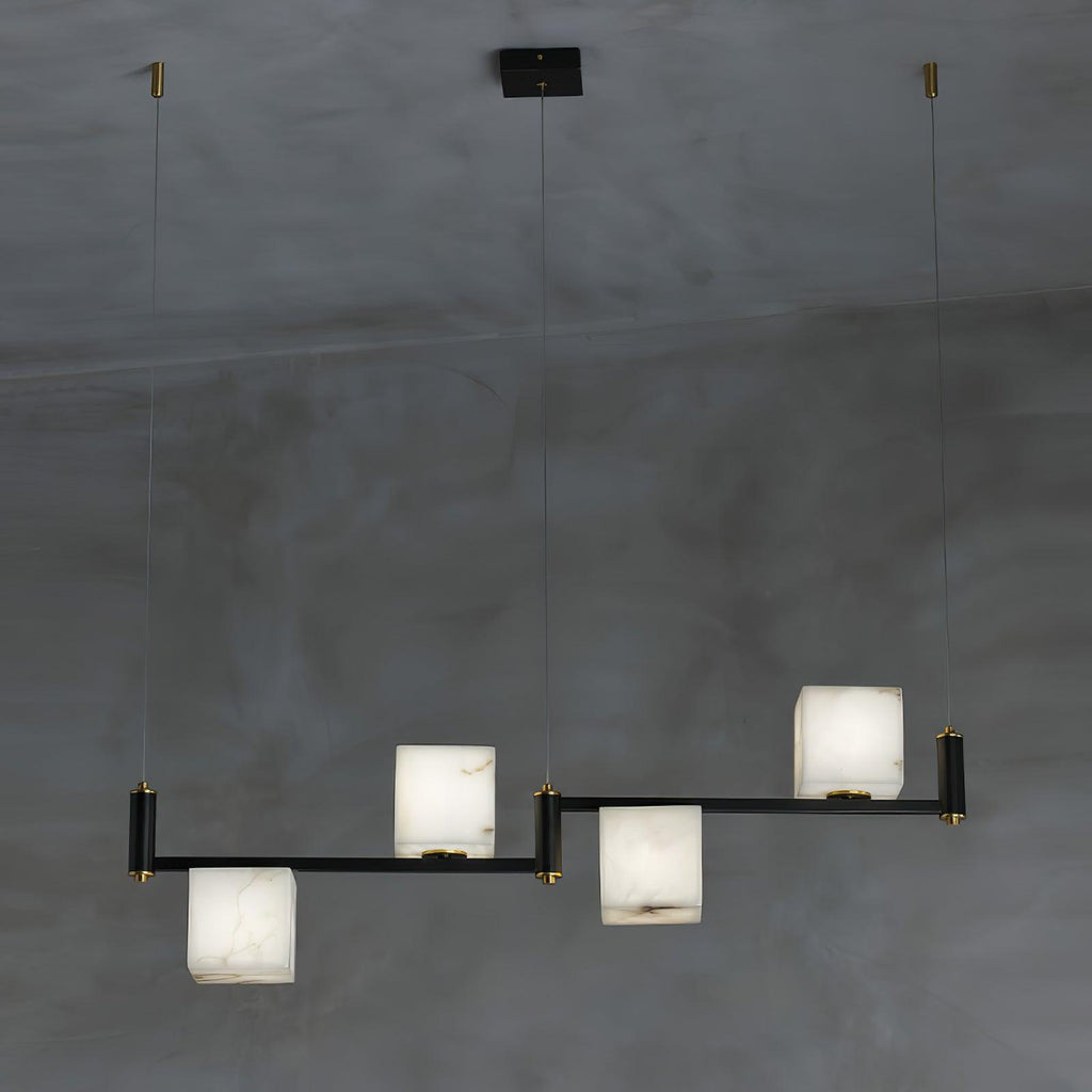 Alabaster Square Box Chandelier by Bling Lighting Studio