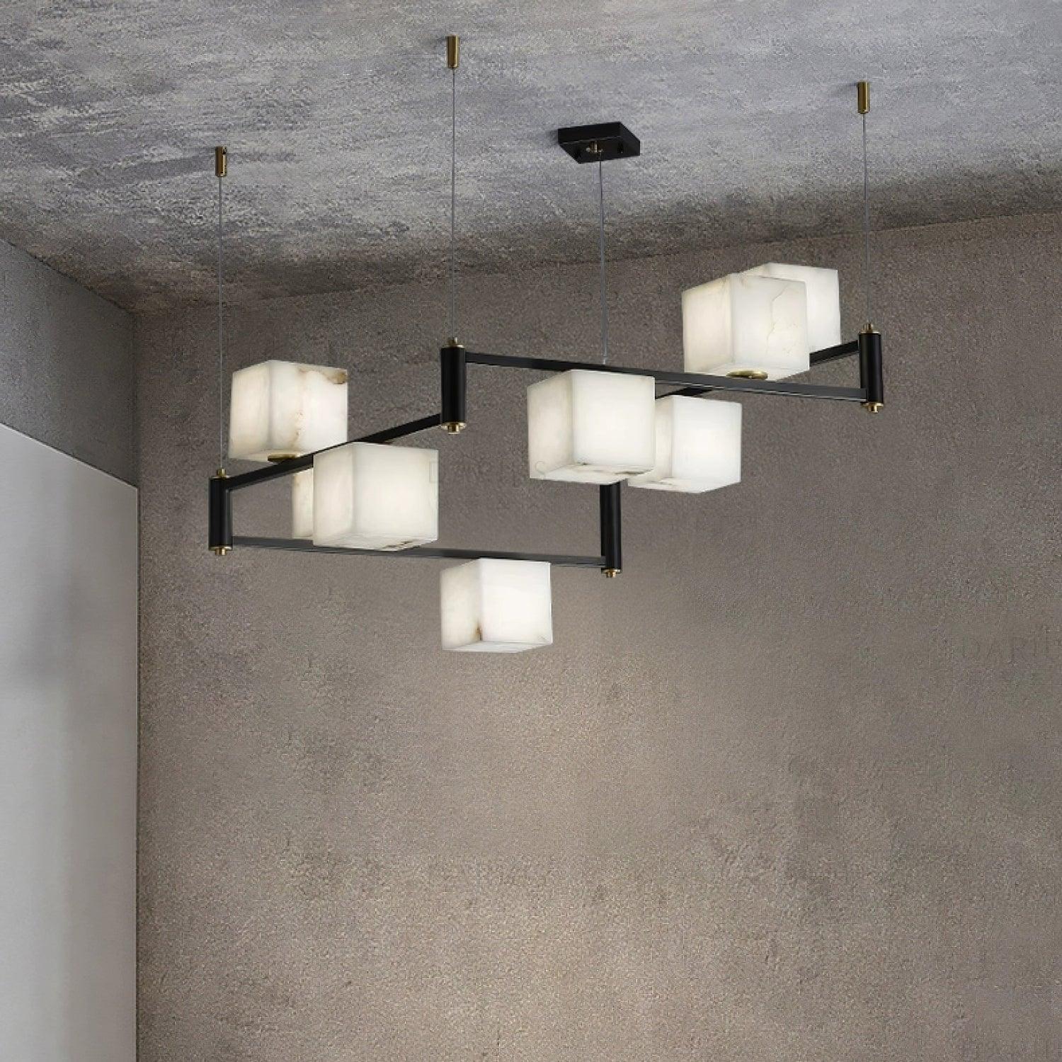 Alabaster Square Box Chandelier by Bling Lighting Studio