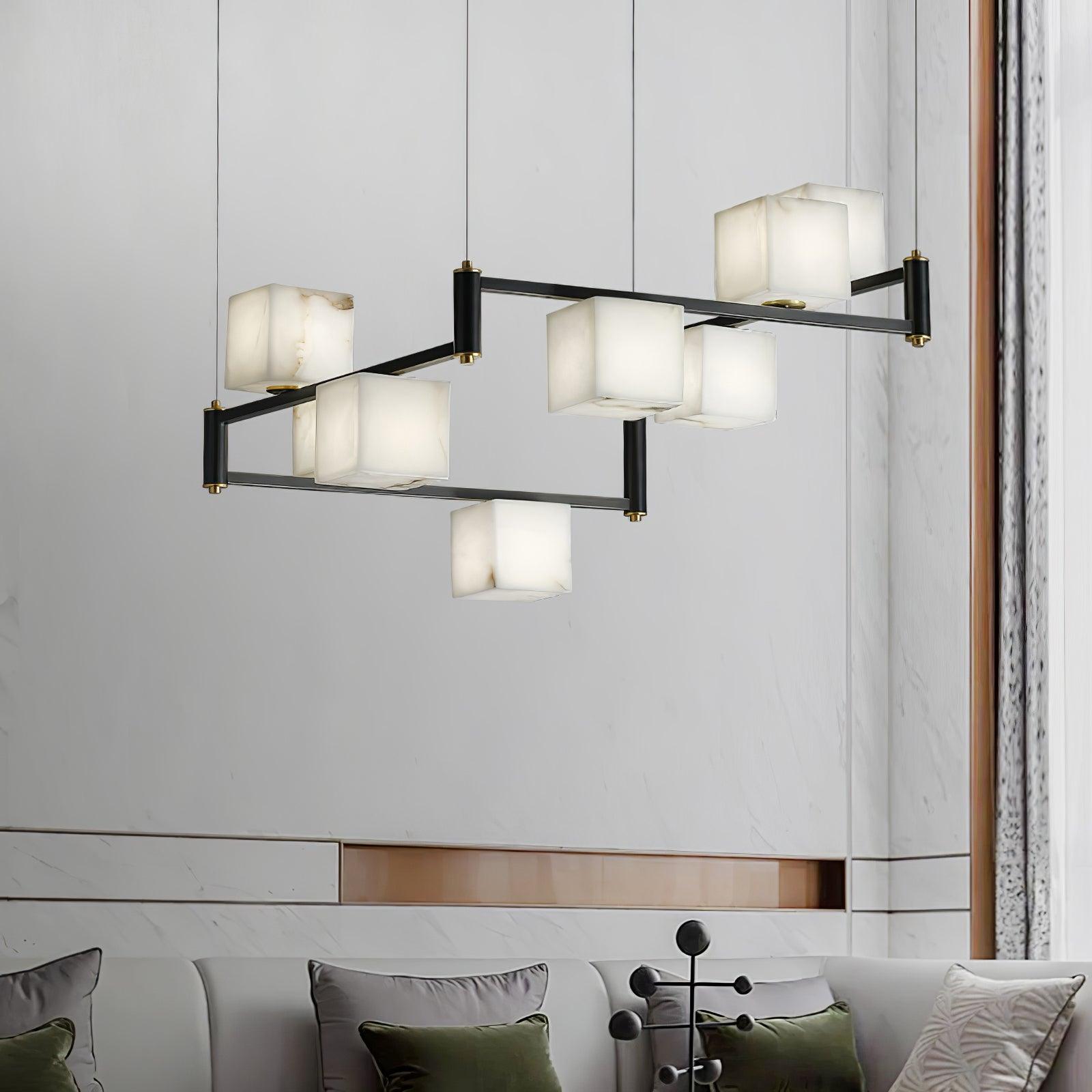 Alabaster Square Box Chandelier by Bling Lighting Studio