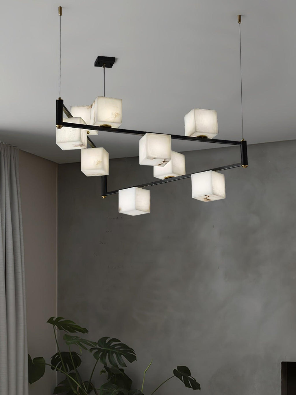 Alabaster Square Box Chandelier by Bling Lighting Studio