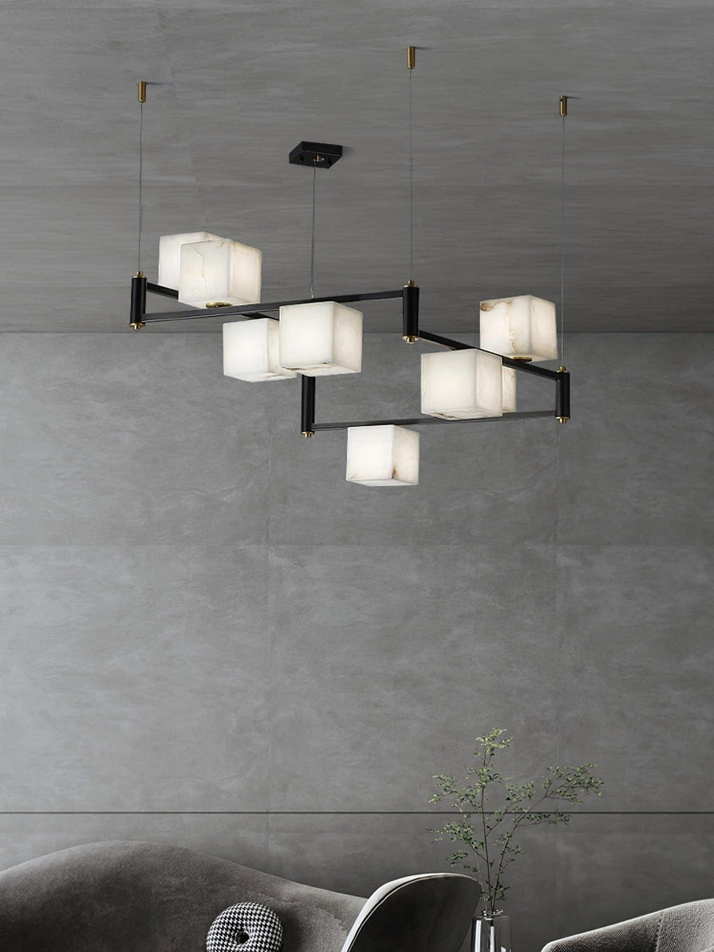 Alabaster Square Box Chandelier by Bling Lighting Studio