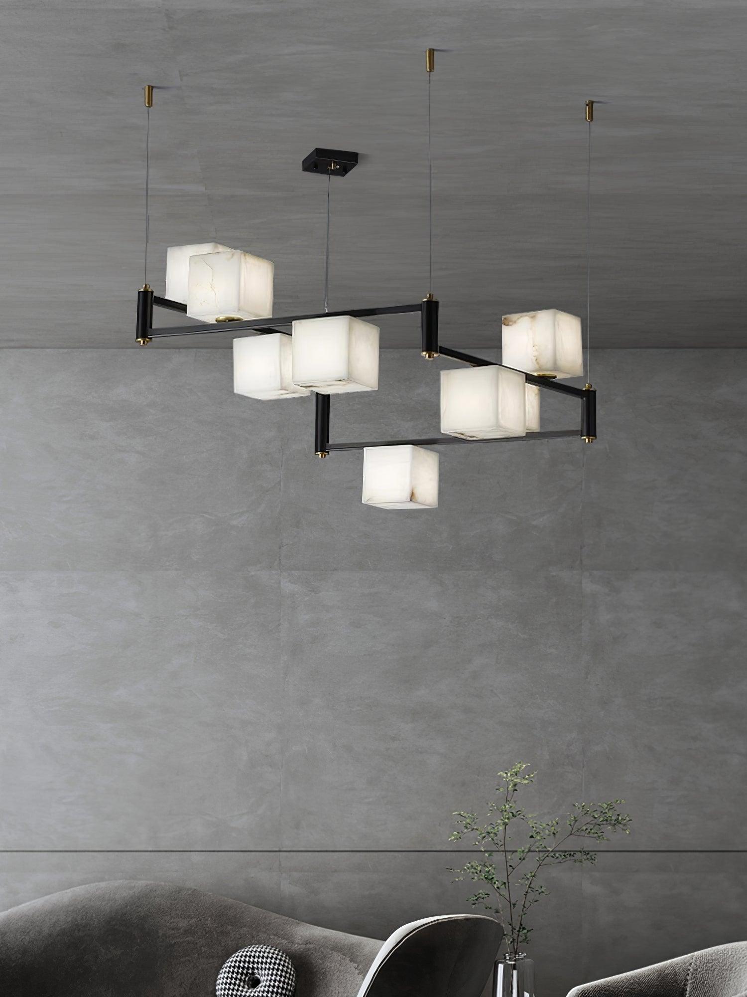 Alabaster Square Box Chandelier by Bling Lighting Studio