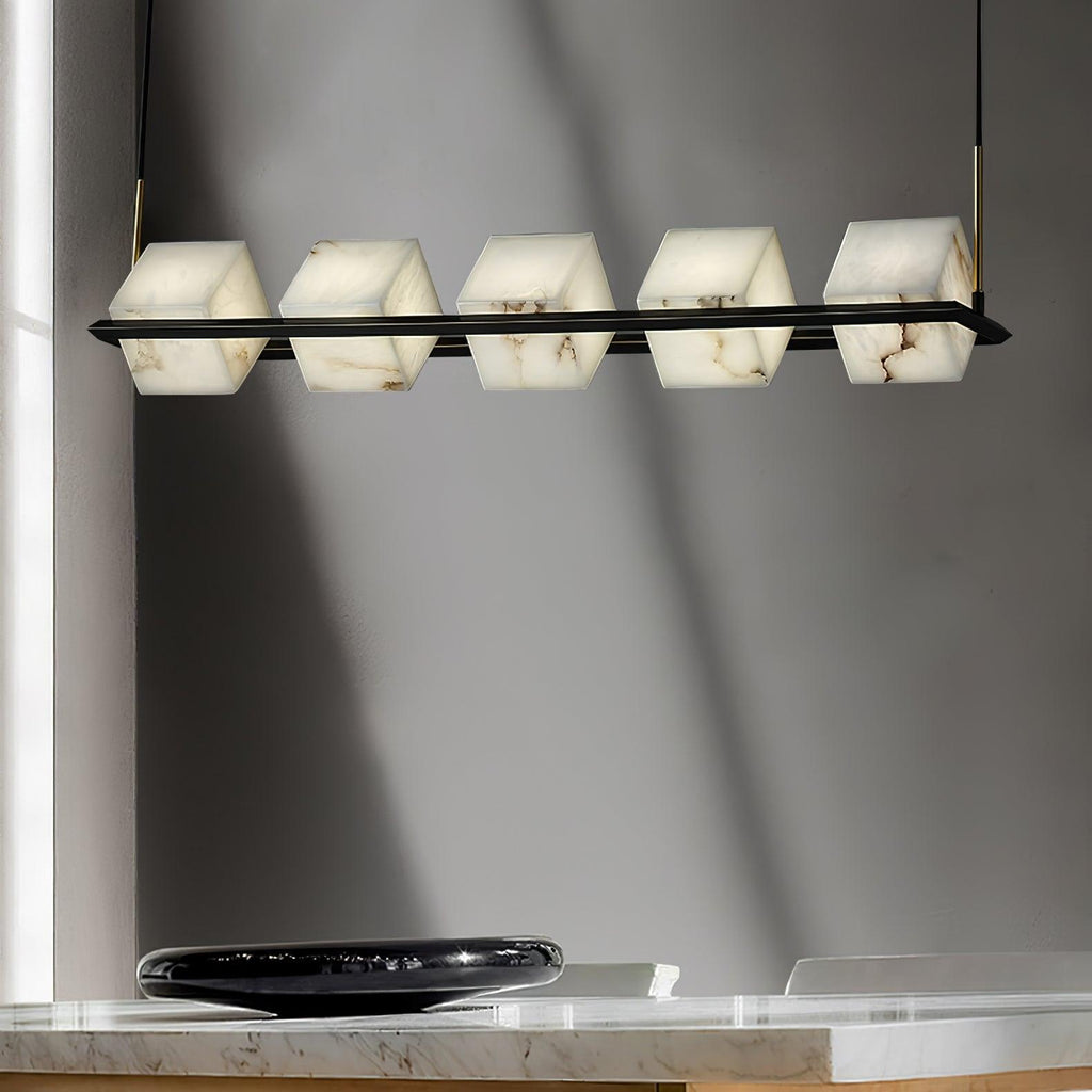 Alabaster Square Box Chandelier by Bling Lighting Studio