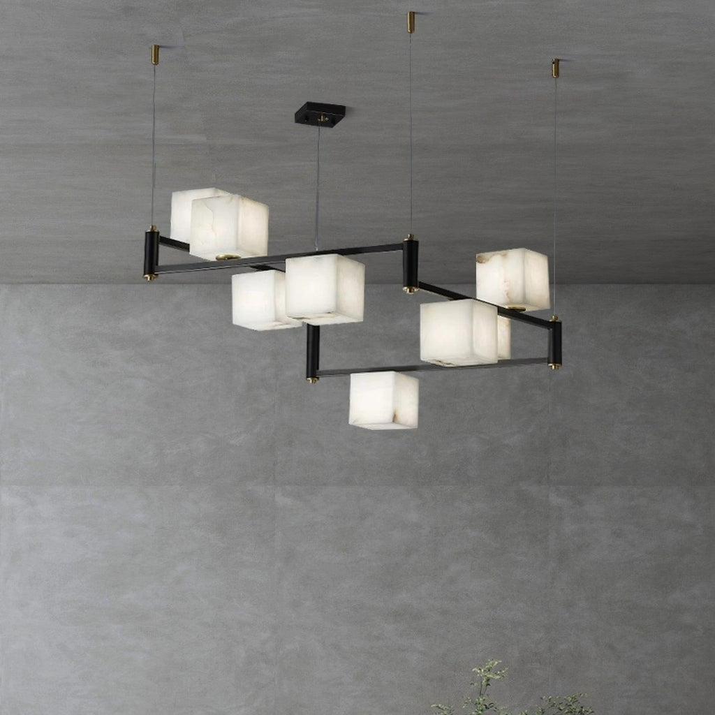 Alabaster Square Box Chandelier by Bling Lighting Studio