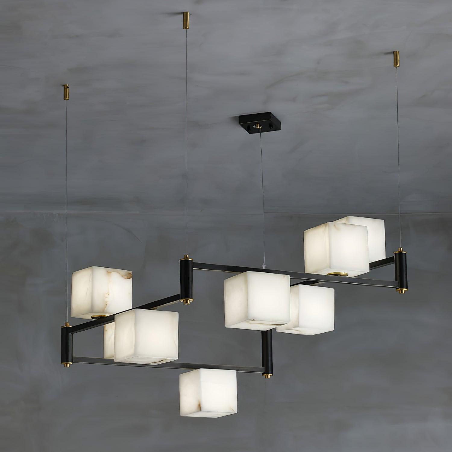 Alabaster Square Box Chandelier by Bling Lighting Studio