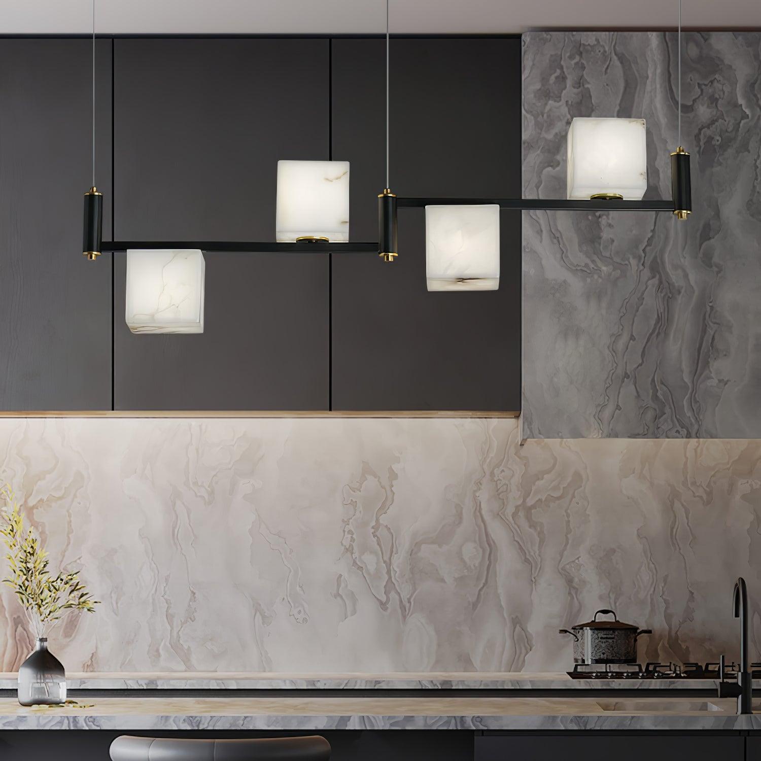 Alabaster Square Box Chandelier by Bling Lighting Studio