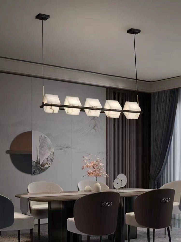 Alabaster Square Box Chandelier by Bling Lighting Studio