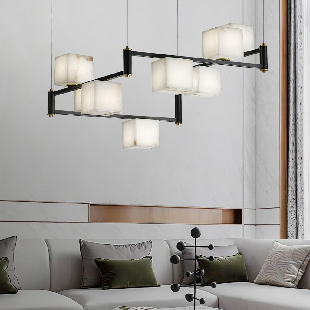Alabaster Square Box Chandelier by Bling Lighting Studio