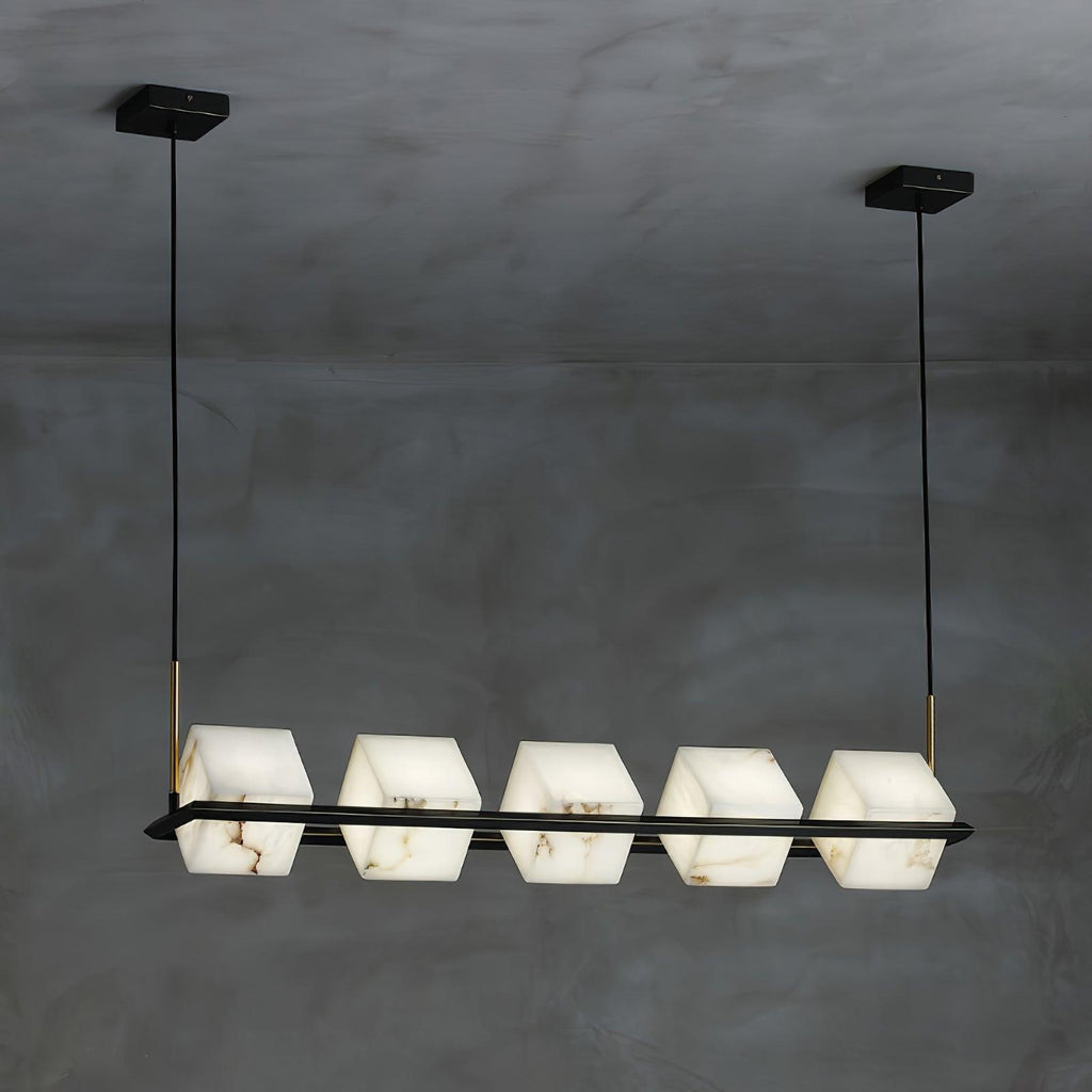 Alabaster Square Box Chandelier by Bling Lighting Studio
