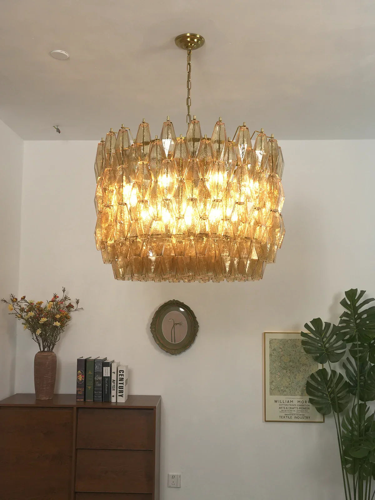 Amber Glass Prism Murano Style Chandelier product image
