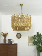 Amber Glass Prism Murano Style Chandelier product image
