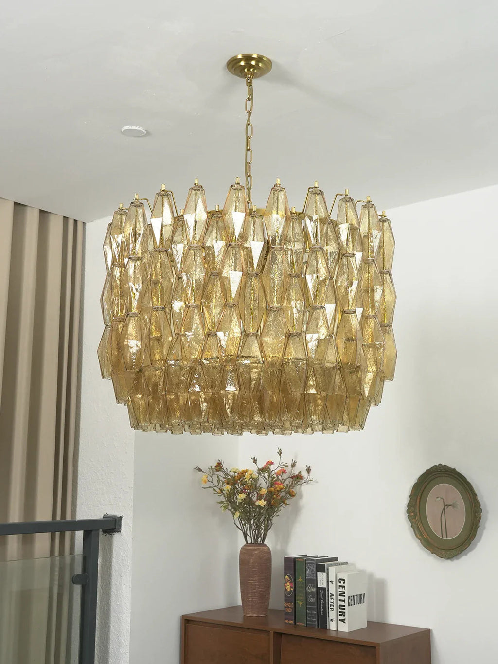 Amber Glass Prism Murano Style Chandelier product image