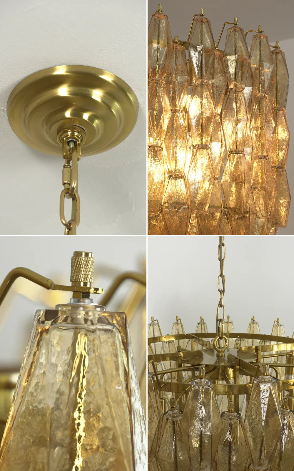 Amber Glass Prism Murano Style Chandelier product image