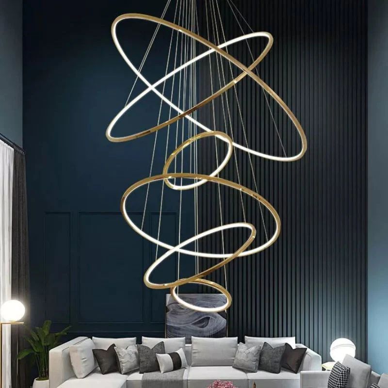 Amina Quartz Golden Rings Chandelier by Bling Lighting Studio