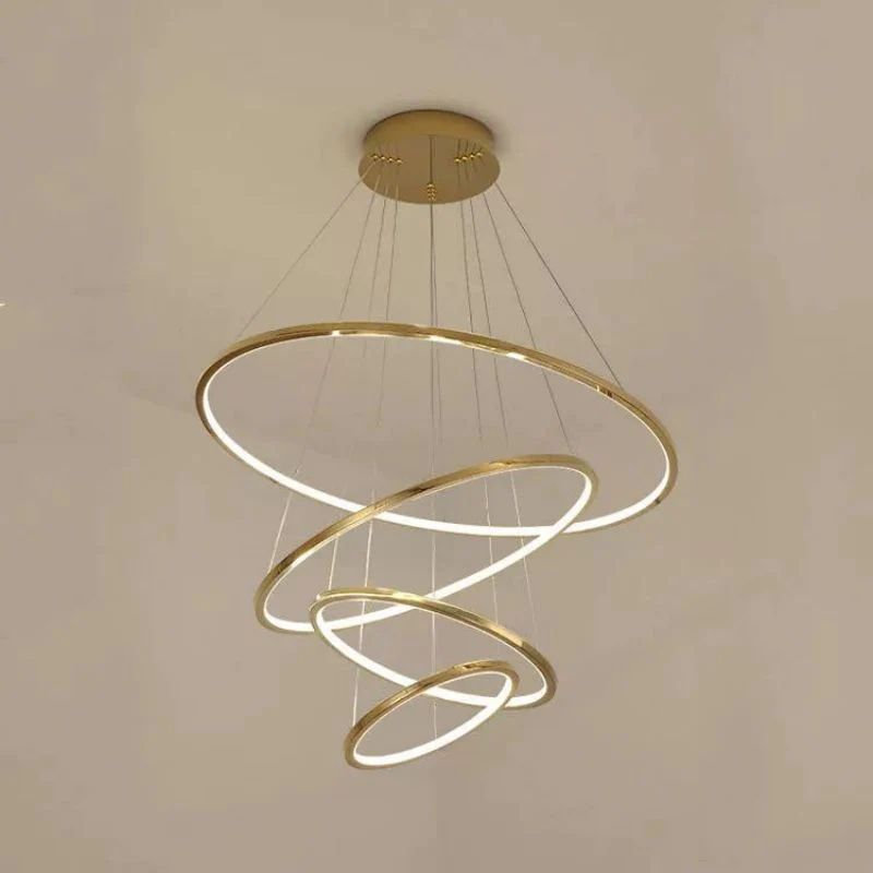Amina Quartz Golden Rings Chandelier by Bling Lighting Studio