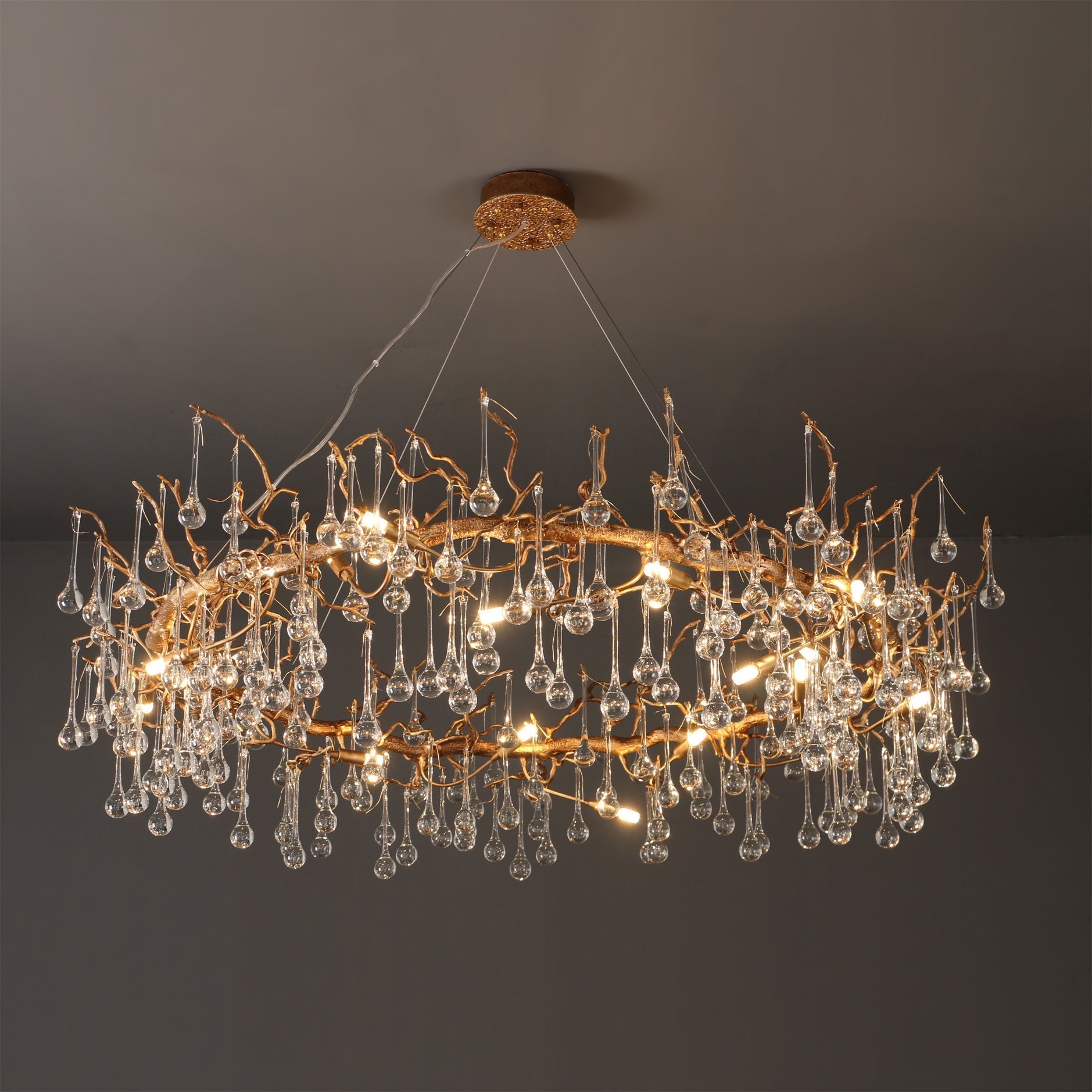 Anita Branch Brass Crystal Chandelier by Bling Lighting Studio