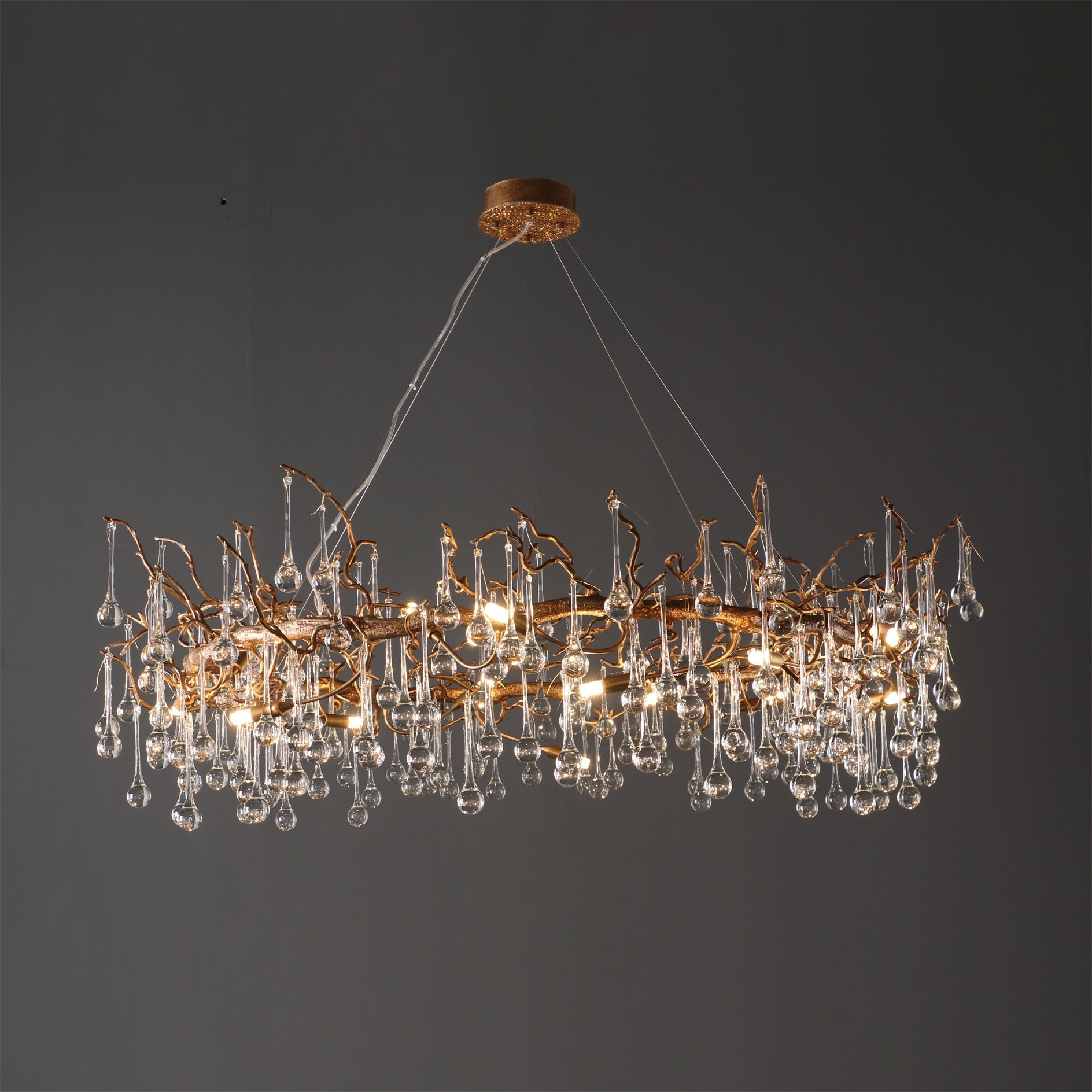 Anita Branch Brass Crystal Chandelier by Bling Lighting Studio
