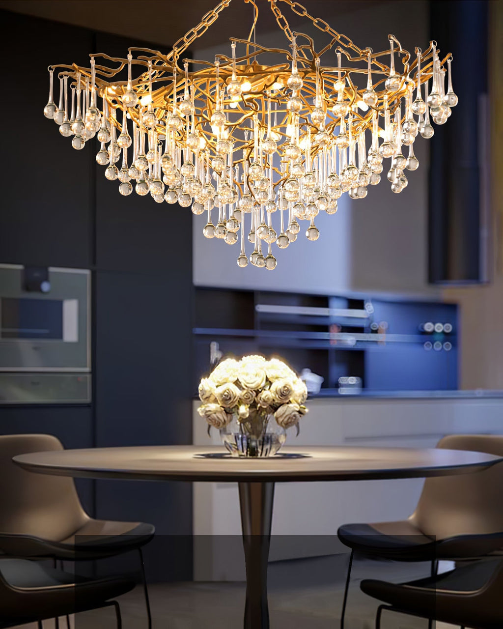 Anita Brass Branch Leaf Chandelier by Bling Lighting Studio