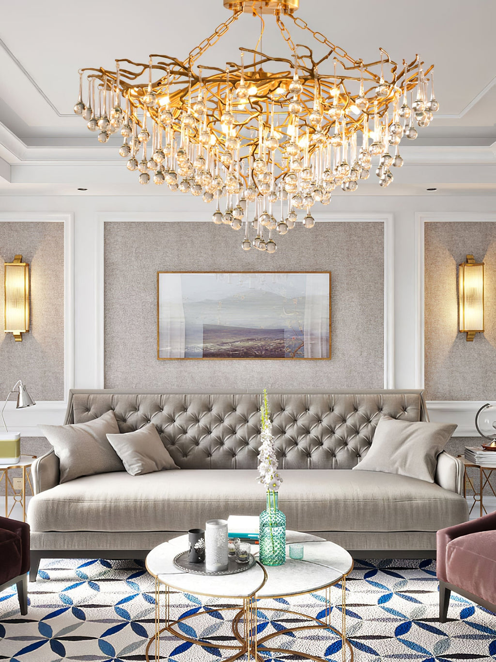 Anita Brass Branch Leaf Chandelier by Bling Lighting Studio