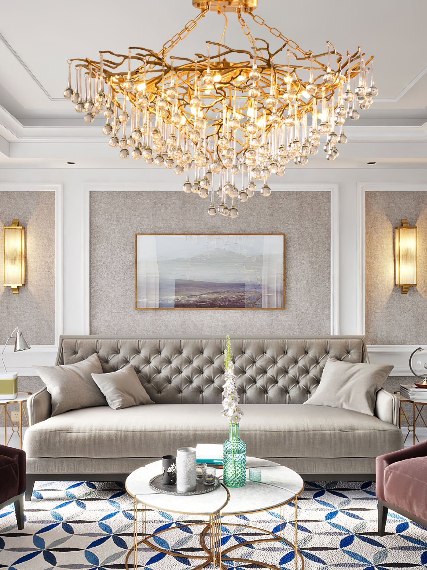 Anita Brass Branch Leaf Chandelier by Bling Lighting Studio