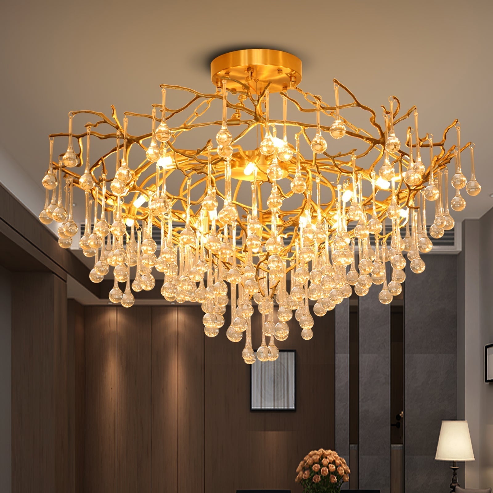 Anita Brass Branch Leaf Chandelier by Bling Lighting Studio