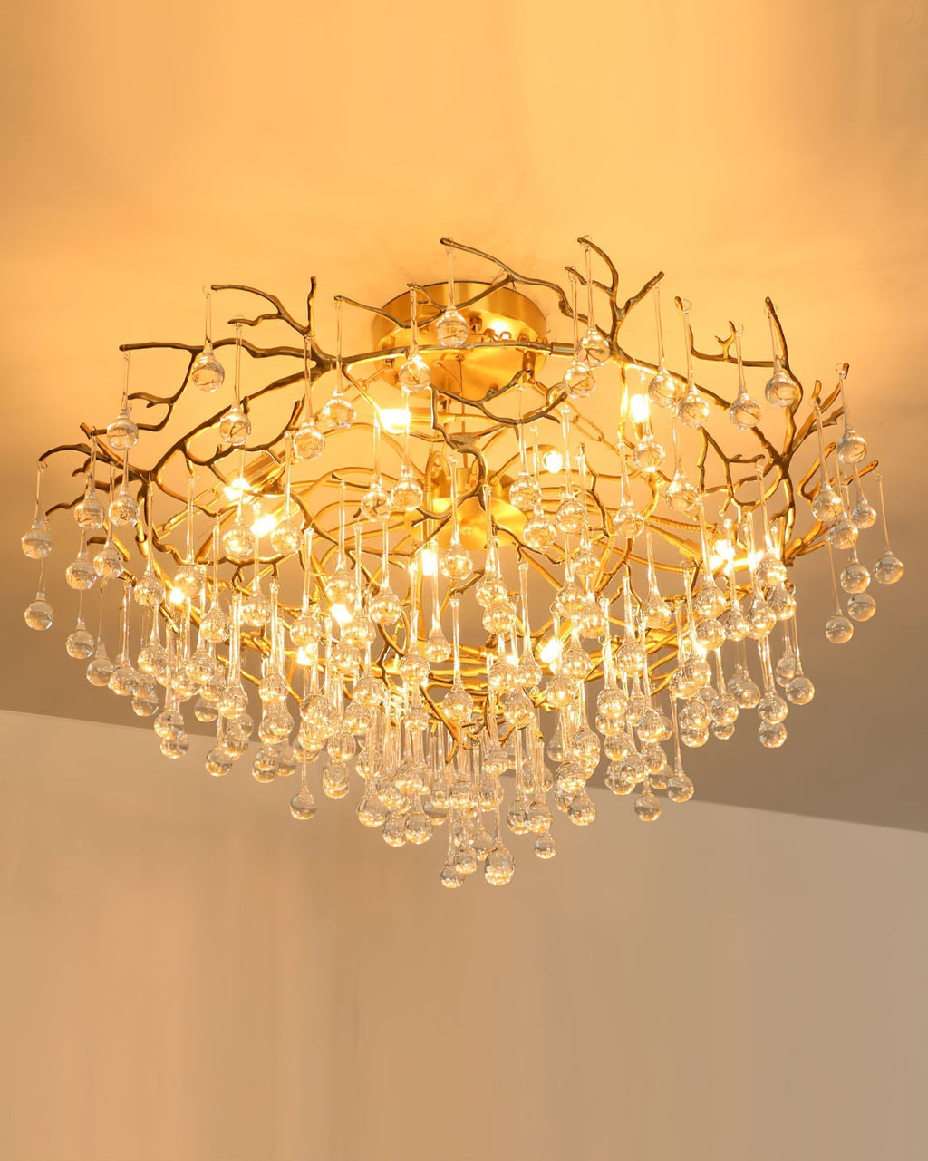 Anita Brass Branch Leaf Chandelier by Bling Lighting Studio