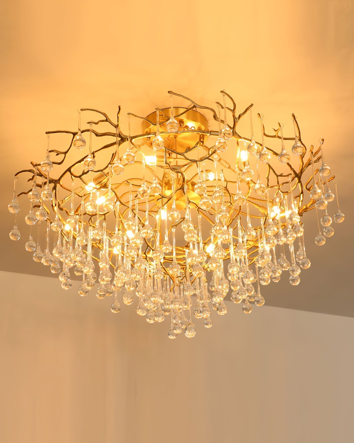 Anita Brass Branch Leaf Chandelier by Bling Lighting Studio