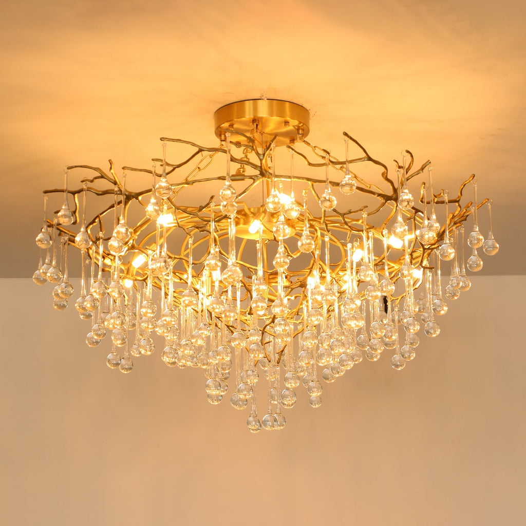 Anita Brass Branch Leaf Chandelier by Bling Lighting Studio