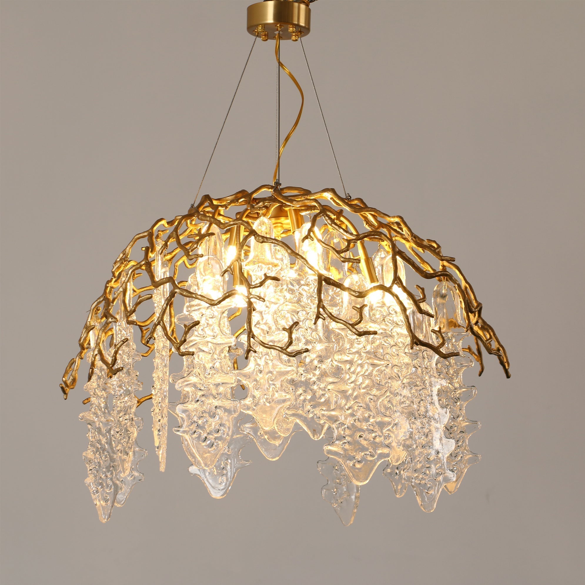 Aqua Dome Branch Brass Chandelier by Bling Lighting Studio