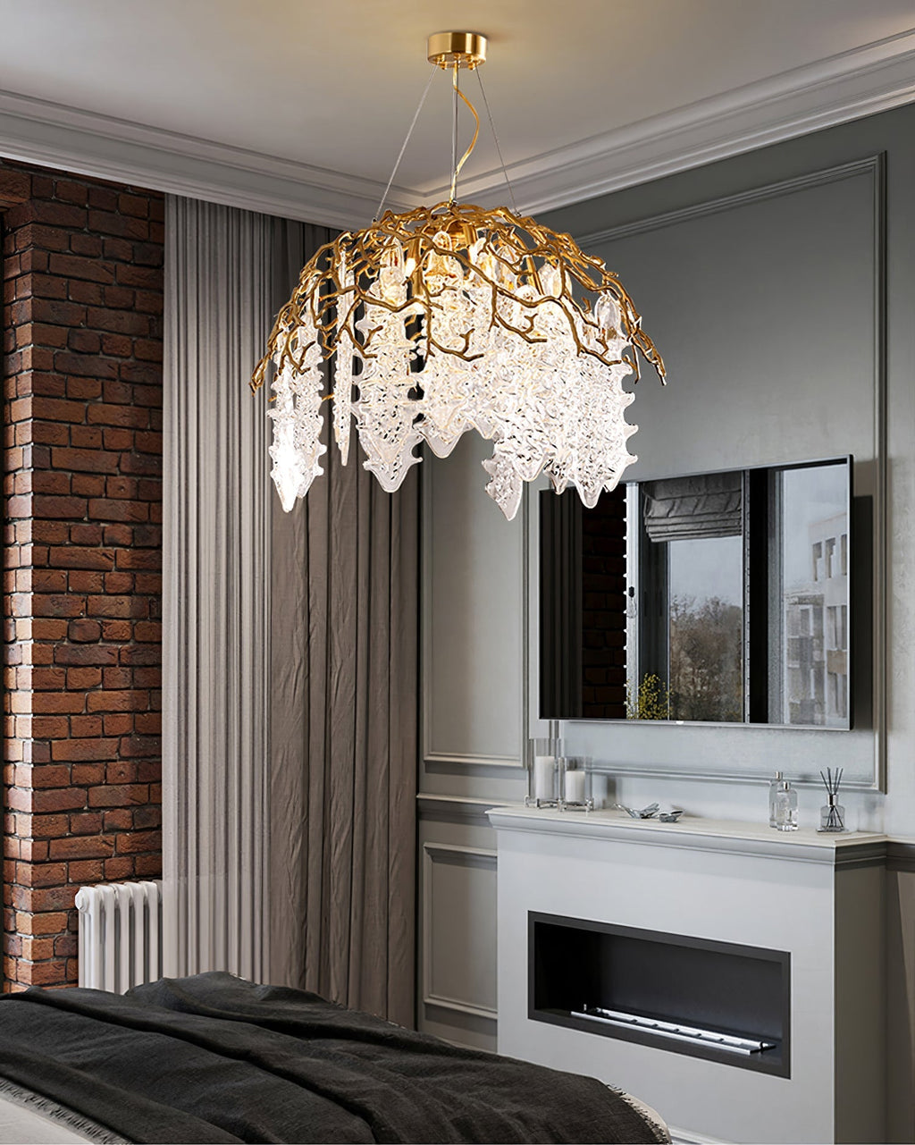 Aqua Dome Branch Brass Chandelier by Bling Lighting Studio